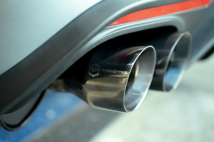 Custom exhaust tips on a Ford Mustang GT