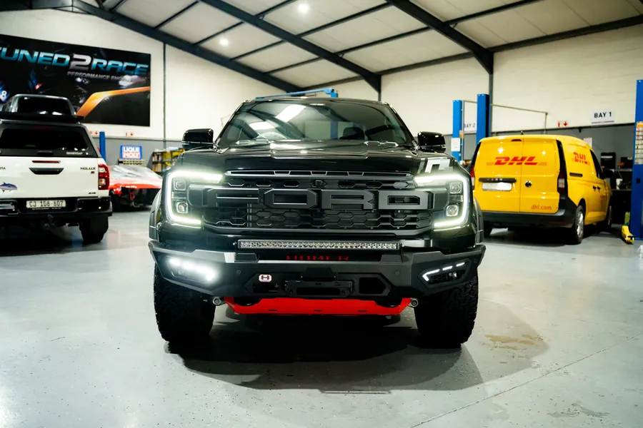 Ford Ranger Raptor with accessory build in the workshop